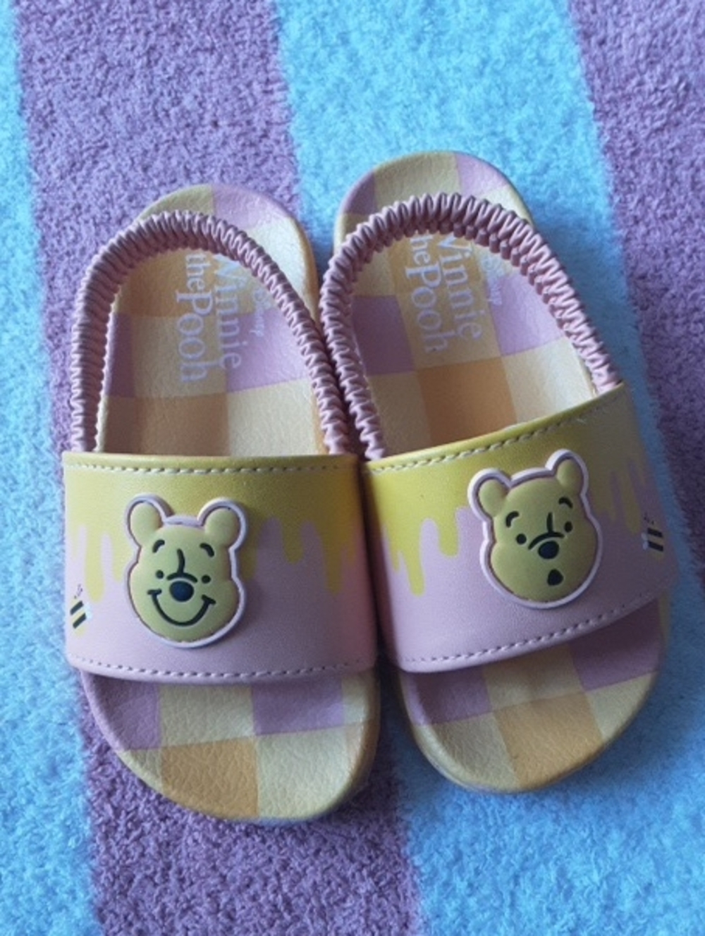 Disney Winnie the Pooh Pink and Yellow Kids Slide Sandals